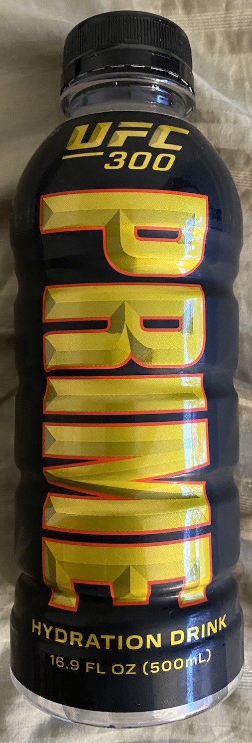 UFC 300 PRIME HYDRATION DRINK 16.9 FL OZ (500ml) BLACK RED AND GOLD BOTTLE RARE