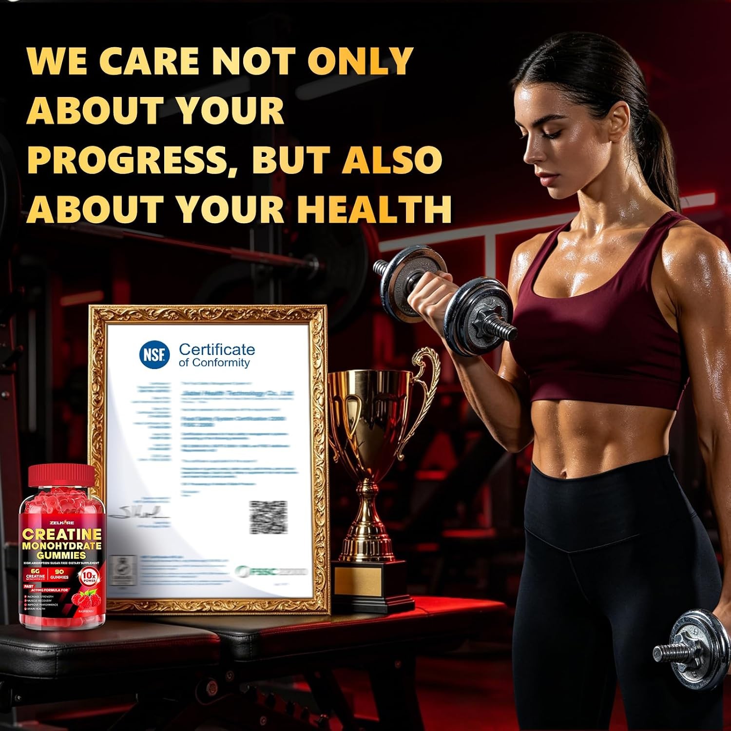 Creatine Monohydrate Gummies 6000mg for Men & Women, Sugar Free Creatine Gummy f
