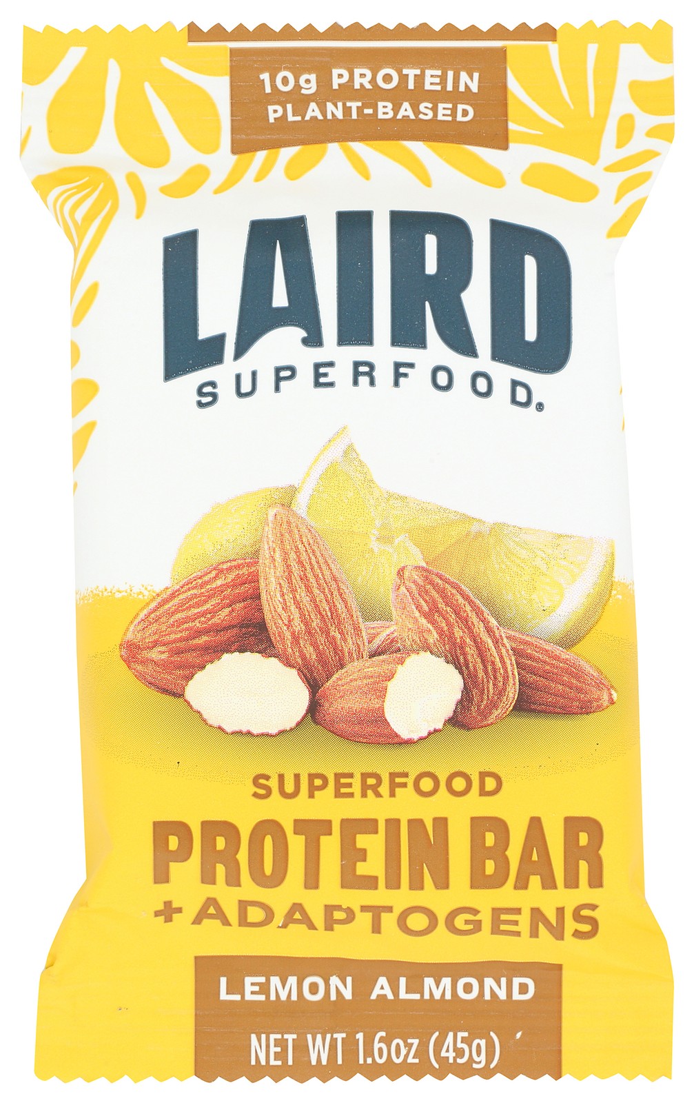 Laird Superfood Lemon Almond Protein Bar 1.6 Oz Plant-Based 10 Pack