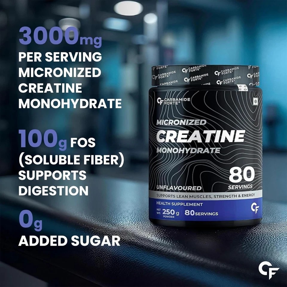 Creatine Mono Hydrate Powder | 250gm Unflavoured 80 Servings (Pack of 3)