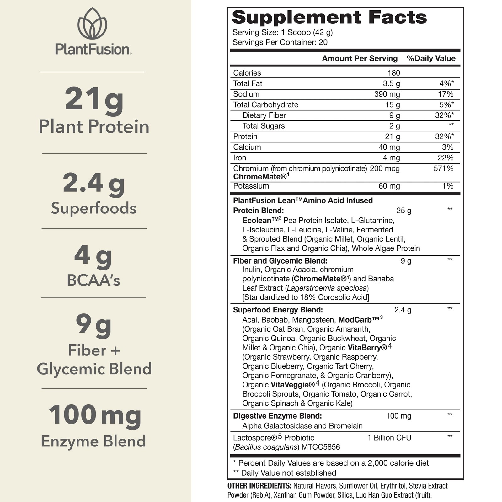 PlantFusion Complete Lean Plant Based Protein Powder – Prebiotic Fiber, Superfoo