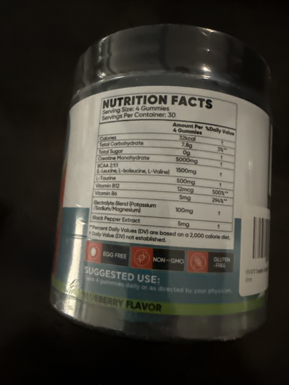 Creatine Monohydrate 120 Blueberry Flavor Gummies -4 per serving EXP 1/28 NEW
