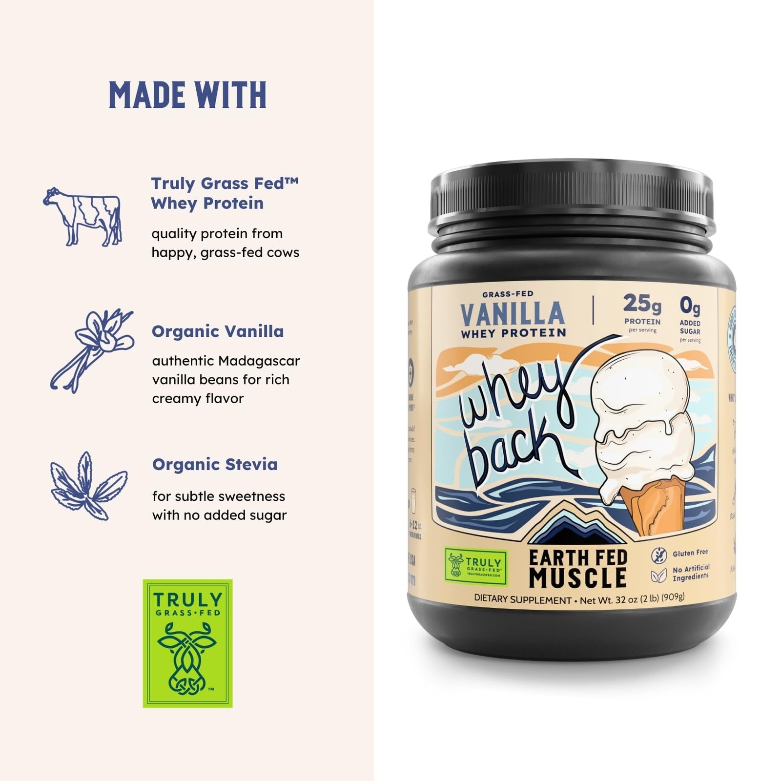 Whey Back Irish Grass Fed Whey Protein Isolate, Third-Party Certified. 25g Pr…