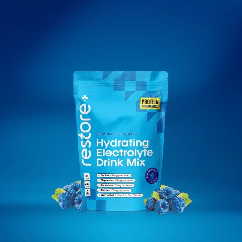 New Protein Supplies Australia Restore Electrolyte Drink Mix Blue Raspberry 240g