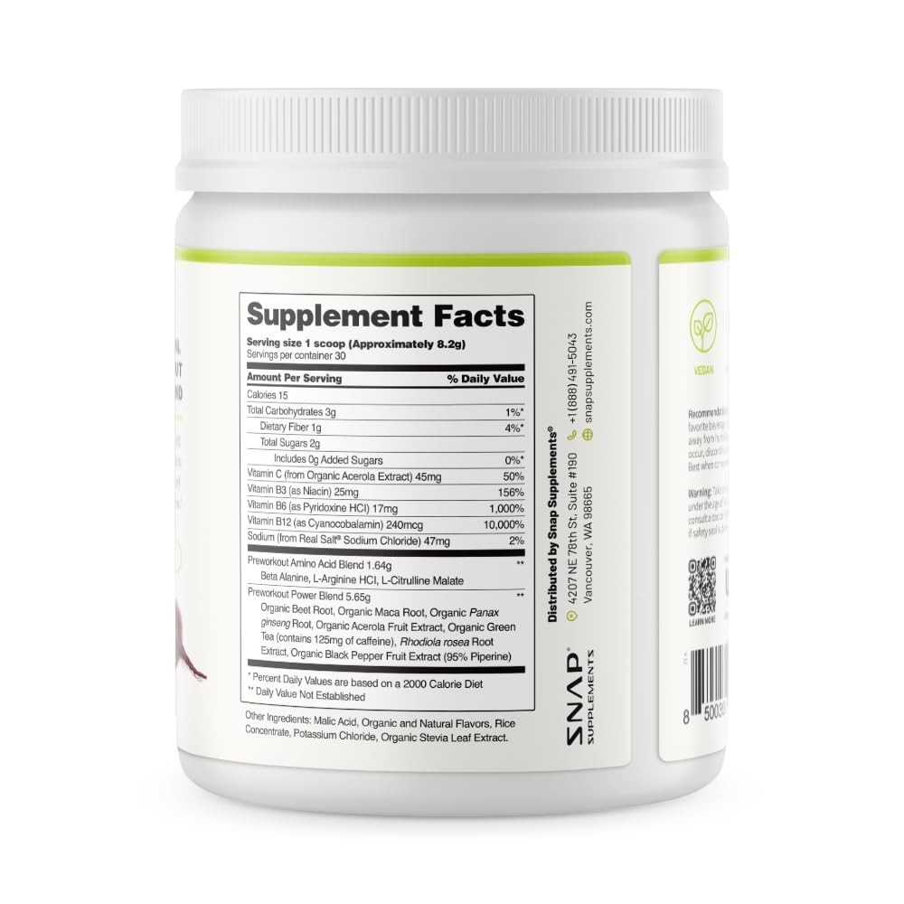 Natural Beet Root Powder – Plant-Based Pre Workout for Energy & Endurance, Nitri