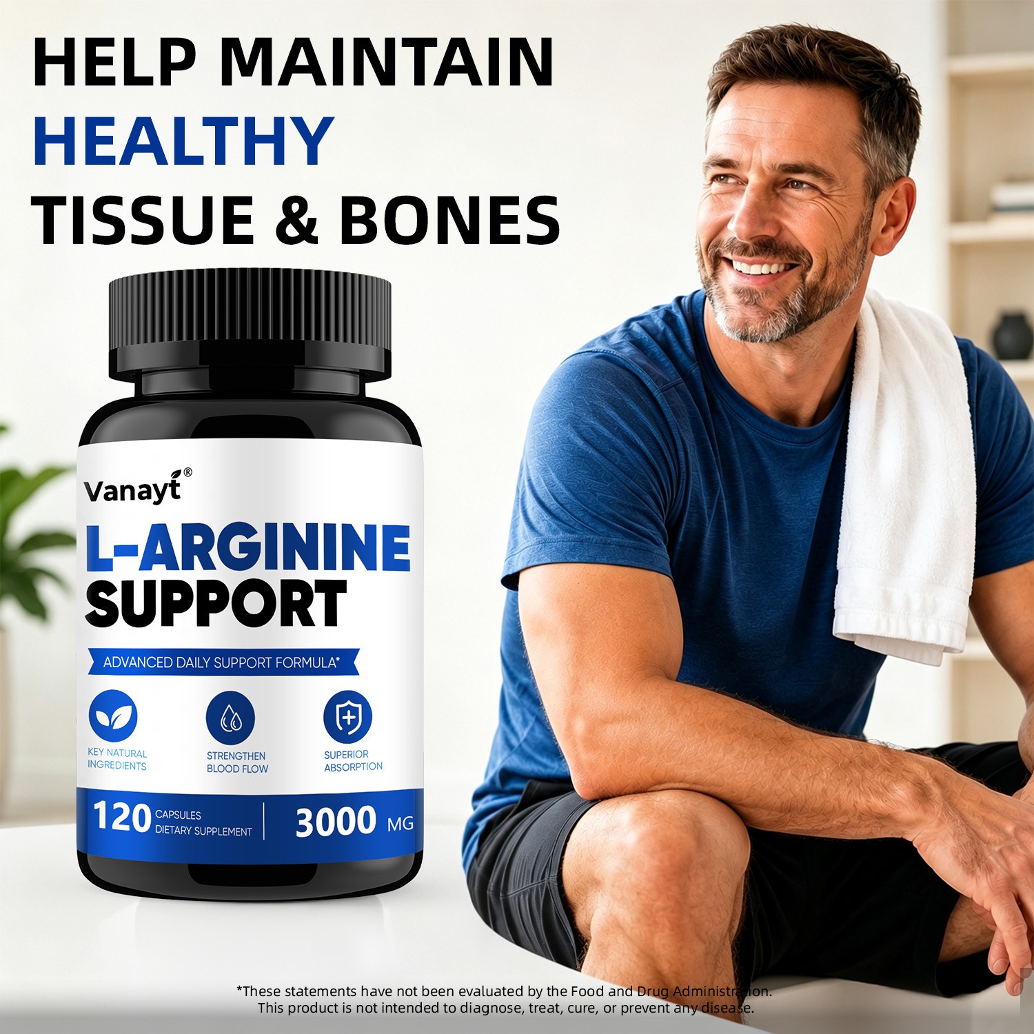 2Packs L-Arginine 3000mg with Black Pepper Muscle Strength Stamina Heart Support