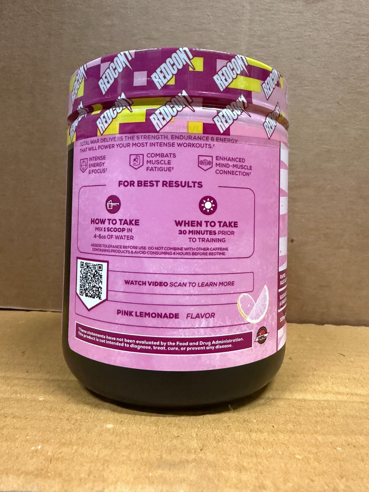 REDCON1 TOTAL WAR Pre Workout Pink Lemonade 30 Serving Free Ship 5/2026 EXP SALE