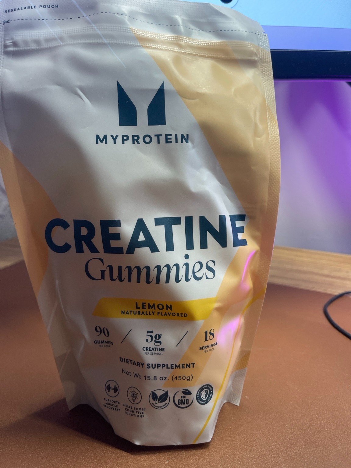 MyProtein Creatine Gummies Lemon 90 Count 5g Creatine 18 Servings NEW