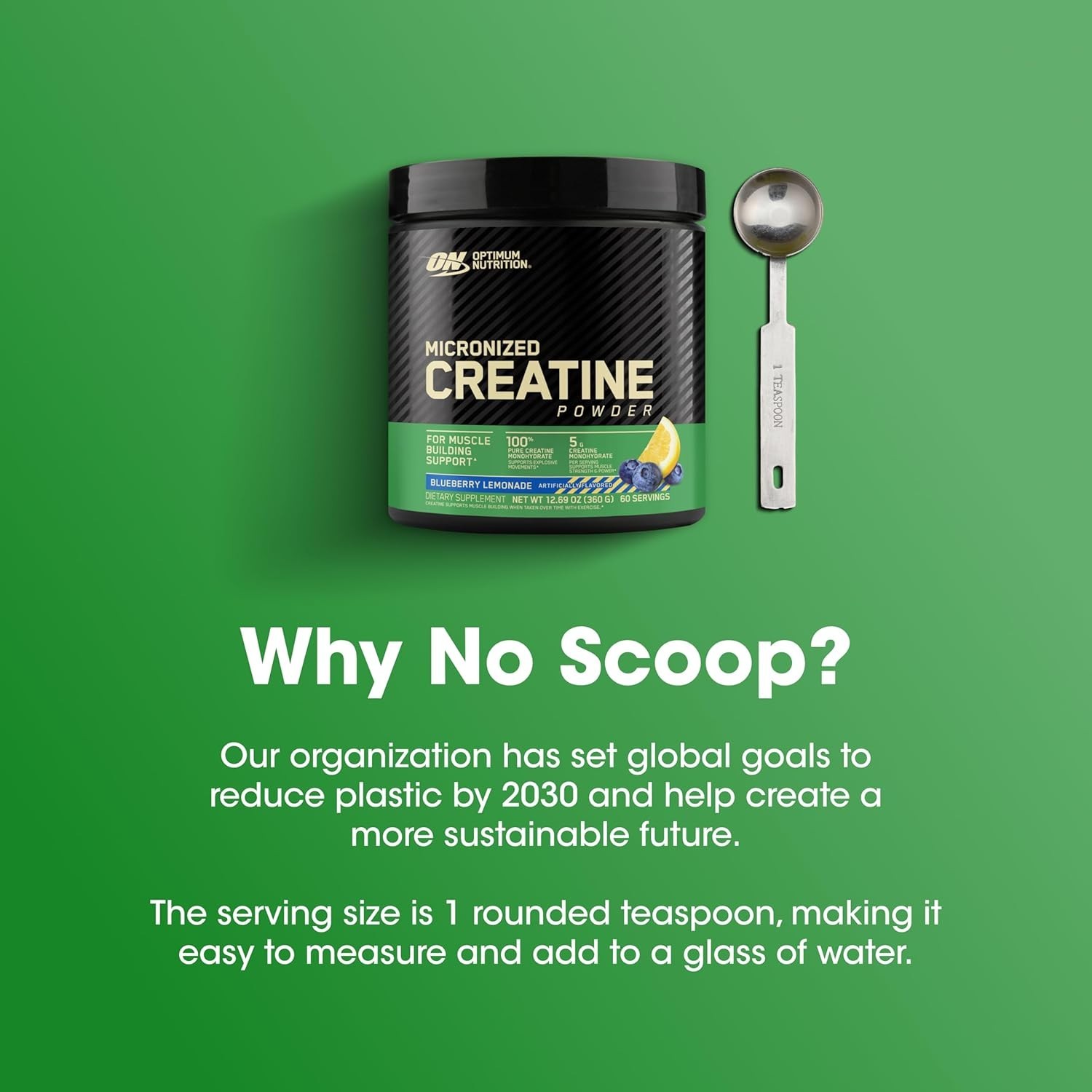 Creatine Monohydrate Powder – 5g/Serving Blueberry Lemonade Flavor for Endurance