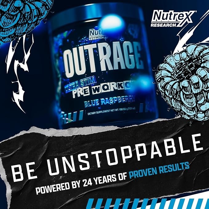 Nutrex Outrage Ultra Stim Pre Workout Powder 30 Servings Various Flavors