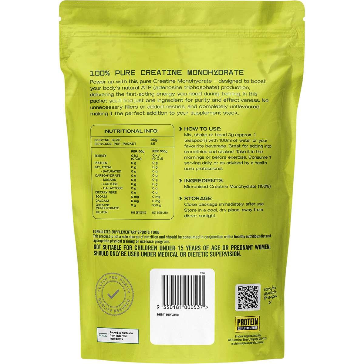 Protein Supplies Australia Creatine Monohydrate Pure 200g