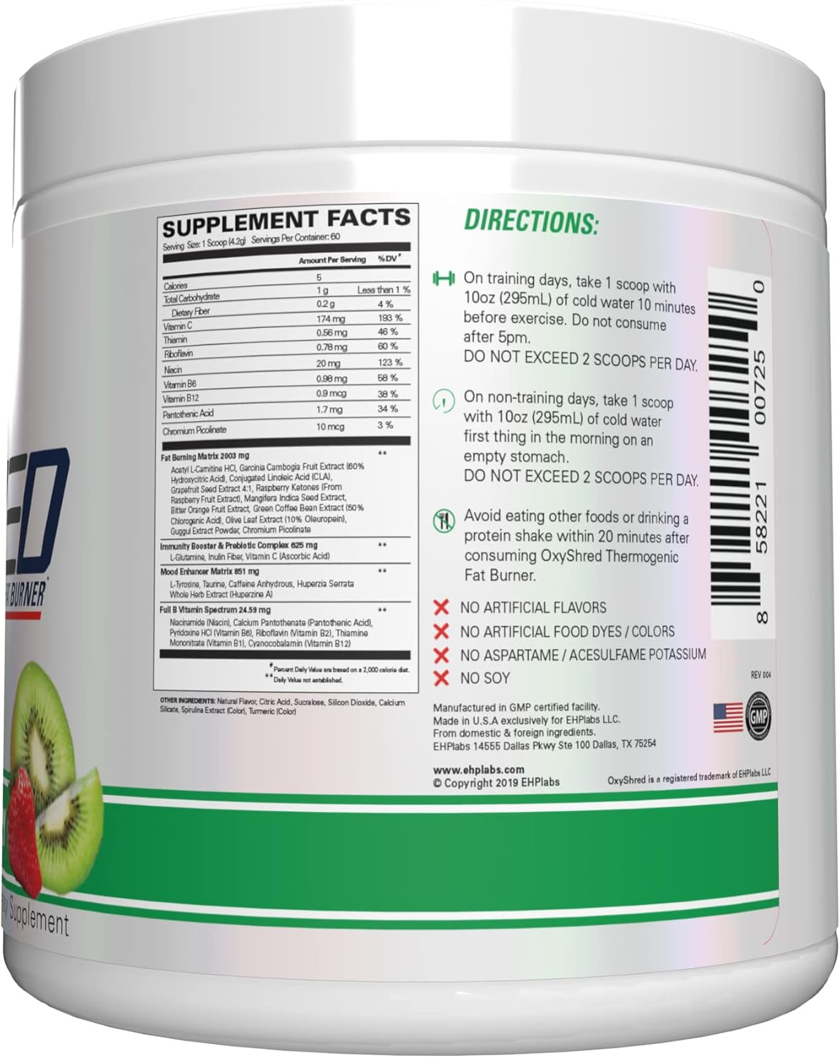 EHP Labs Oxyshred Pre Workout Powder – Preworkout Powder with L Glutamine & Acet