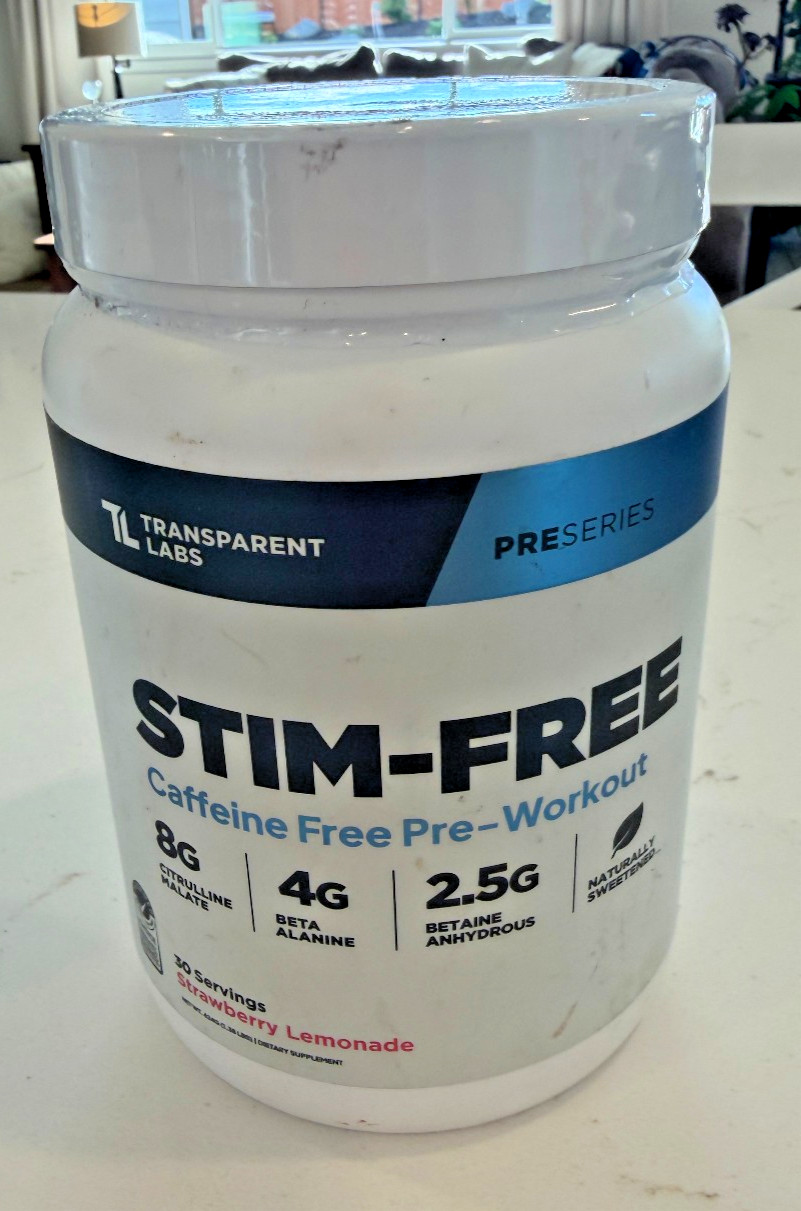 Transparent Labs Stim-Free Pre-Workout Strawberry Lemonade 30 Servings EXP 11/27
