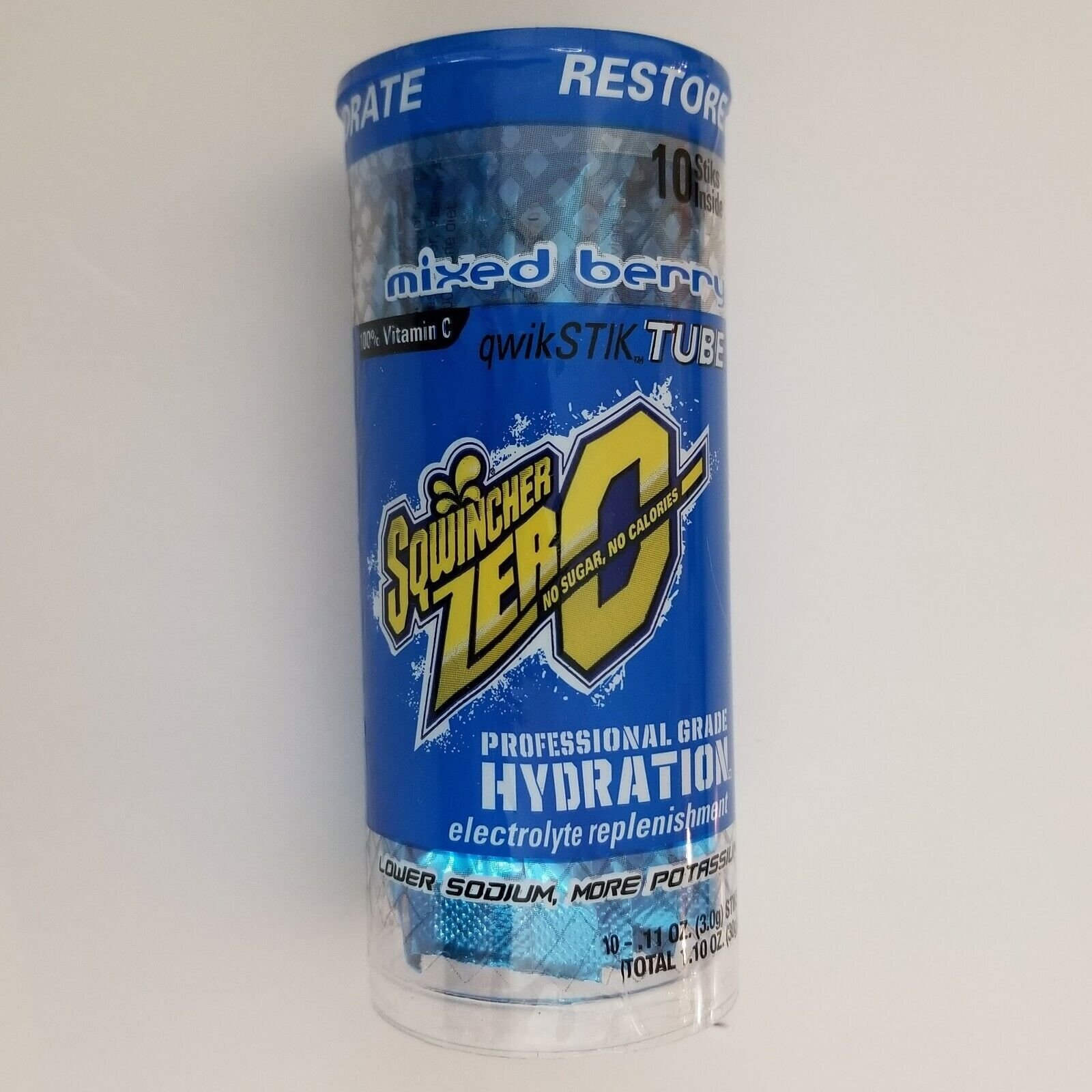 Sqwincher ZERO Sugar Free Electrolyte Powder Beverage 10 MIX BERRY Qwik Stik