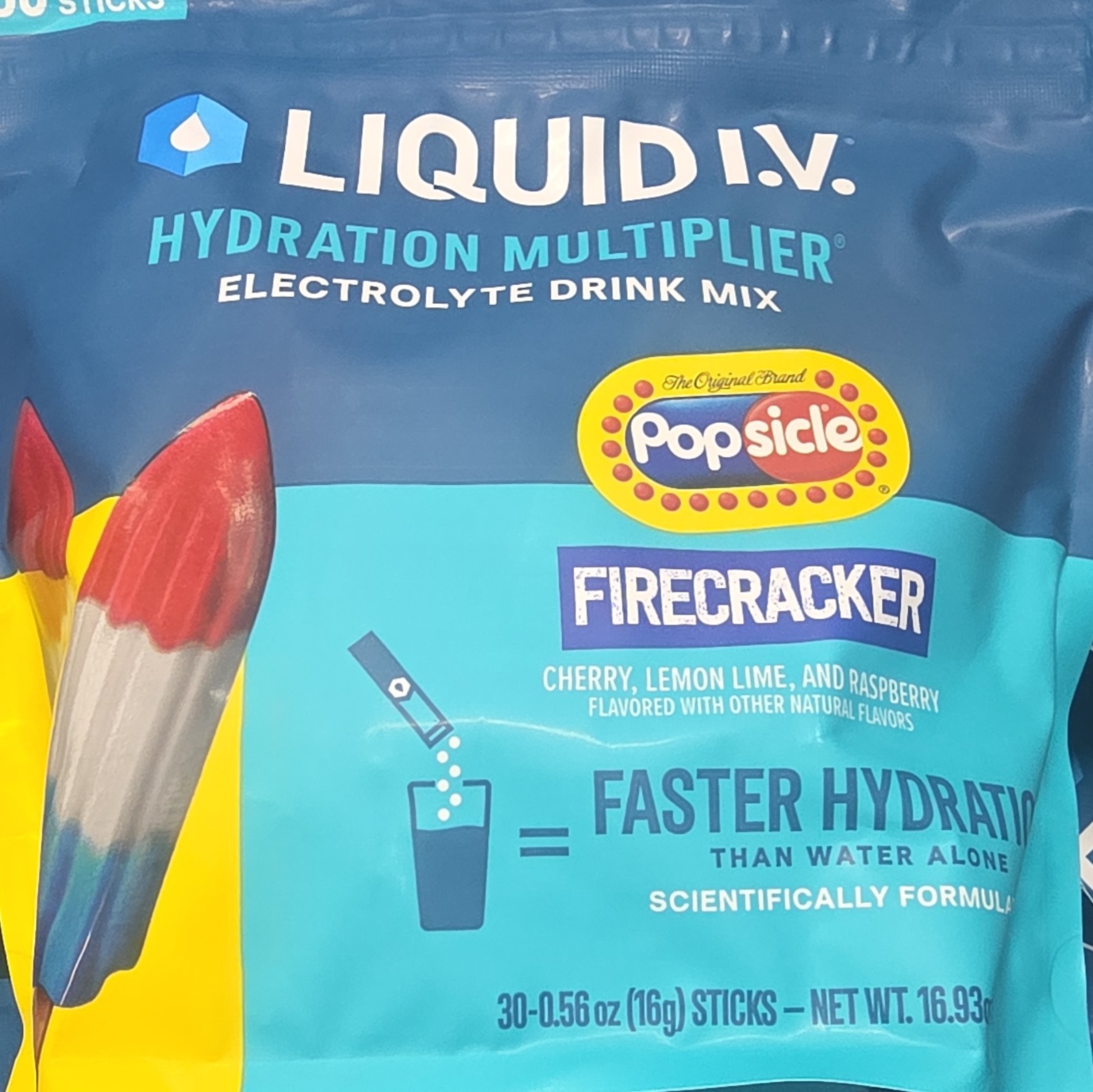 Liquid I.V. Hydration Multiplier Electrolyte Drink Mix 30 Sticks Firecracker