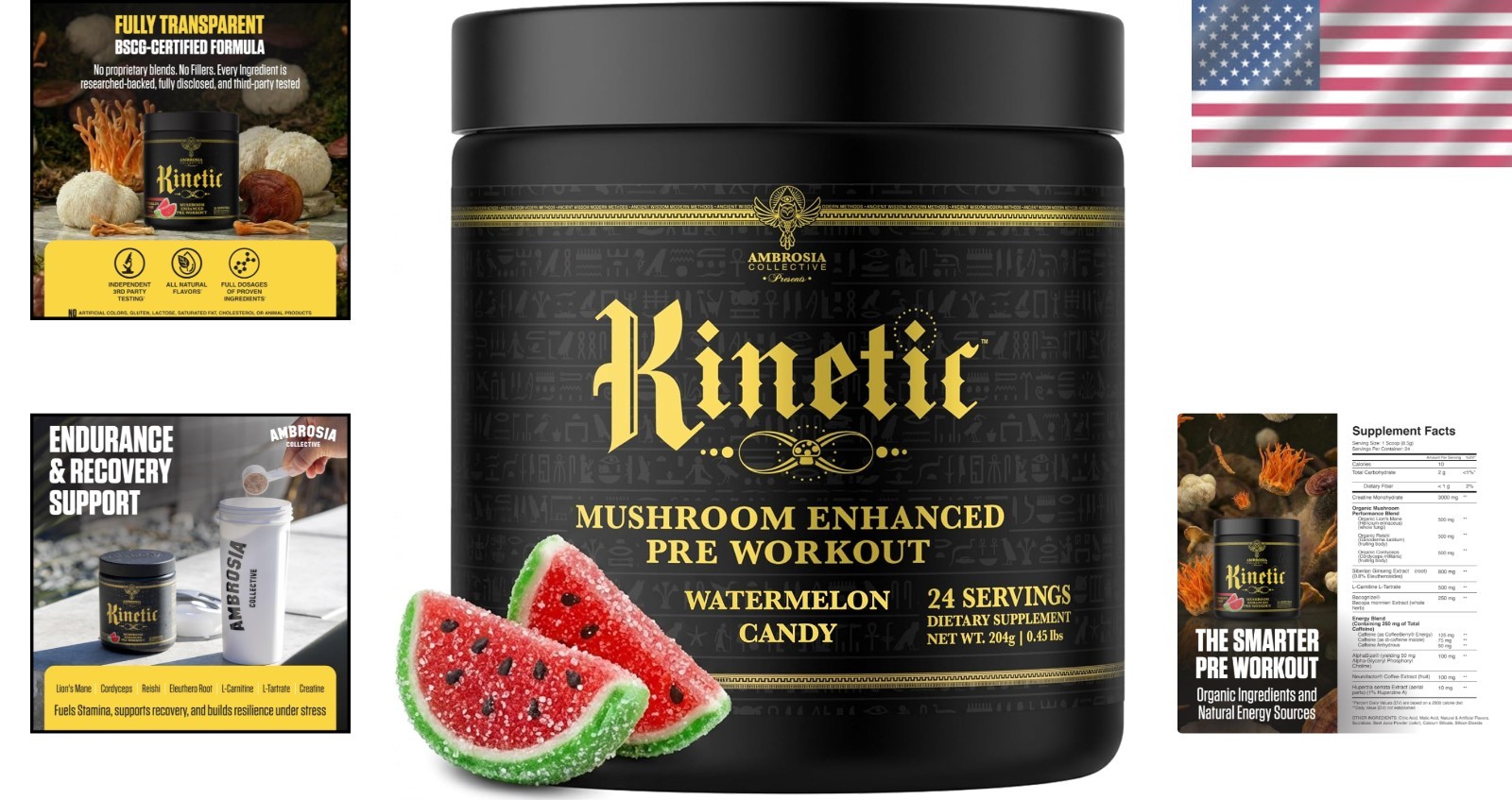 Natural Pre Workout Powder | 24 Servings of Mushroom Energy with 3g Creatine