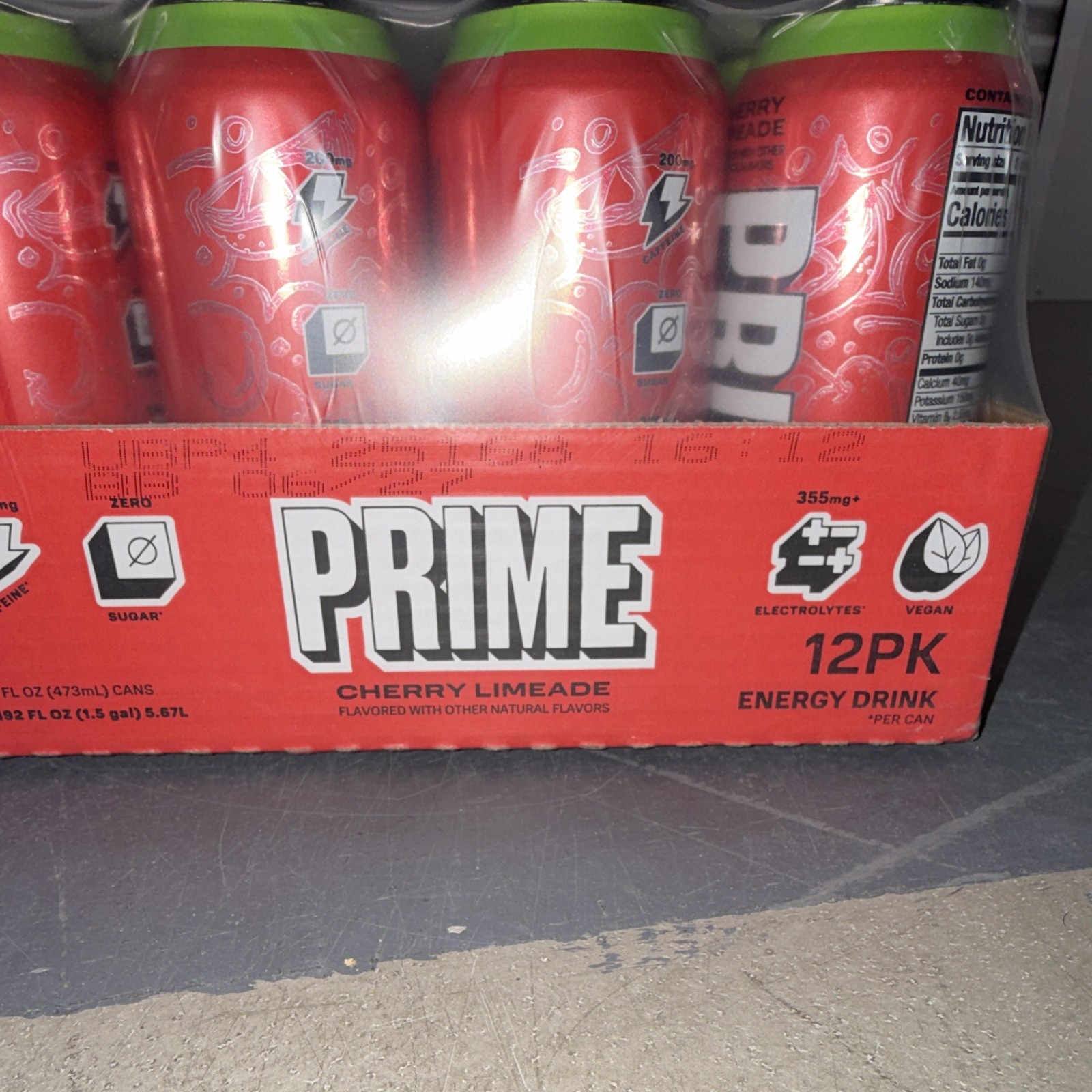 PRIME Cherry Limeade Energy Drink 12-Pack 16 fl oz Cans 200mg Caffeine
