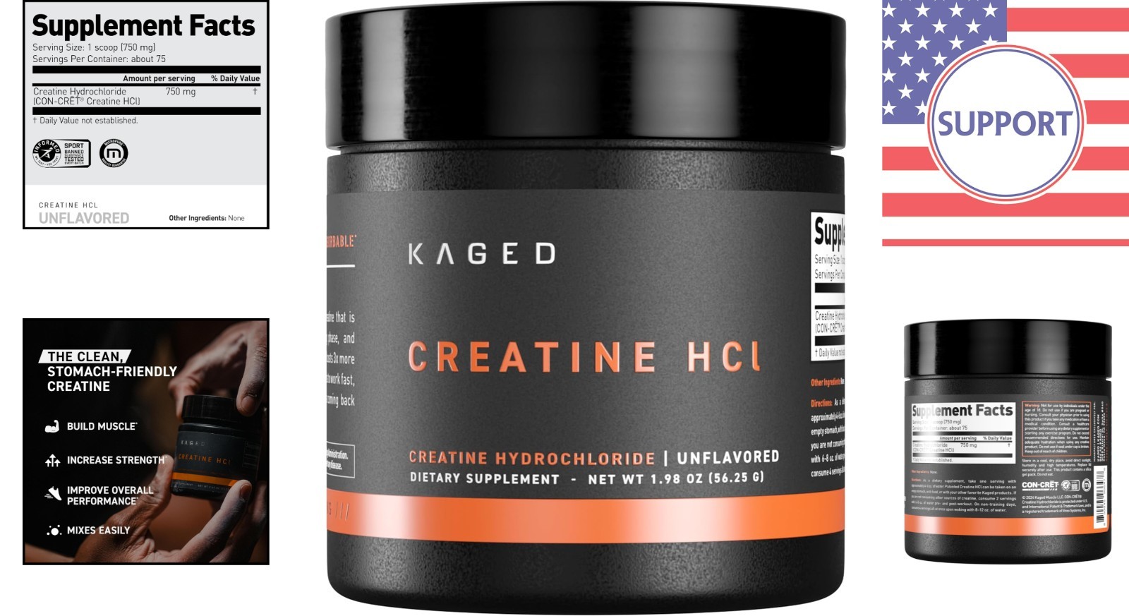 Highly Soluble Creatine HCl Powder – 750mg, 75 Servings for Optimal Performance