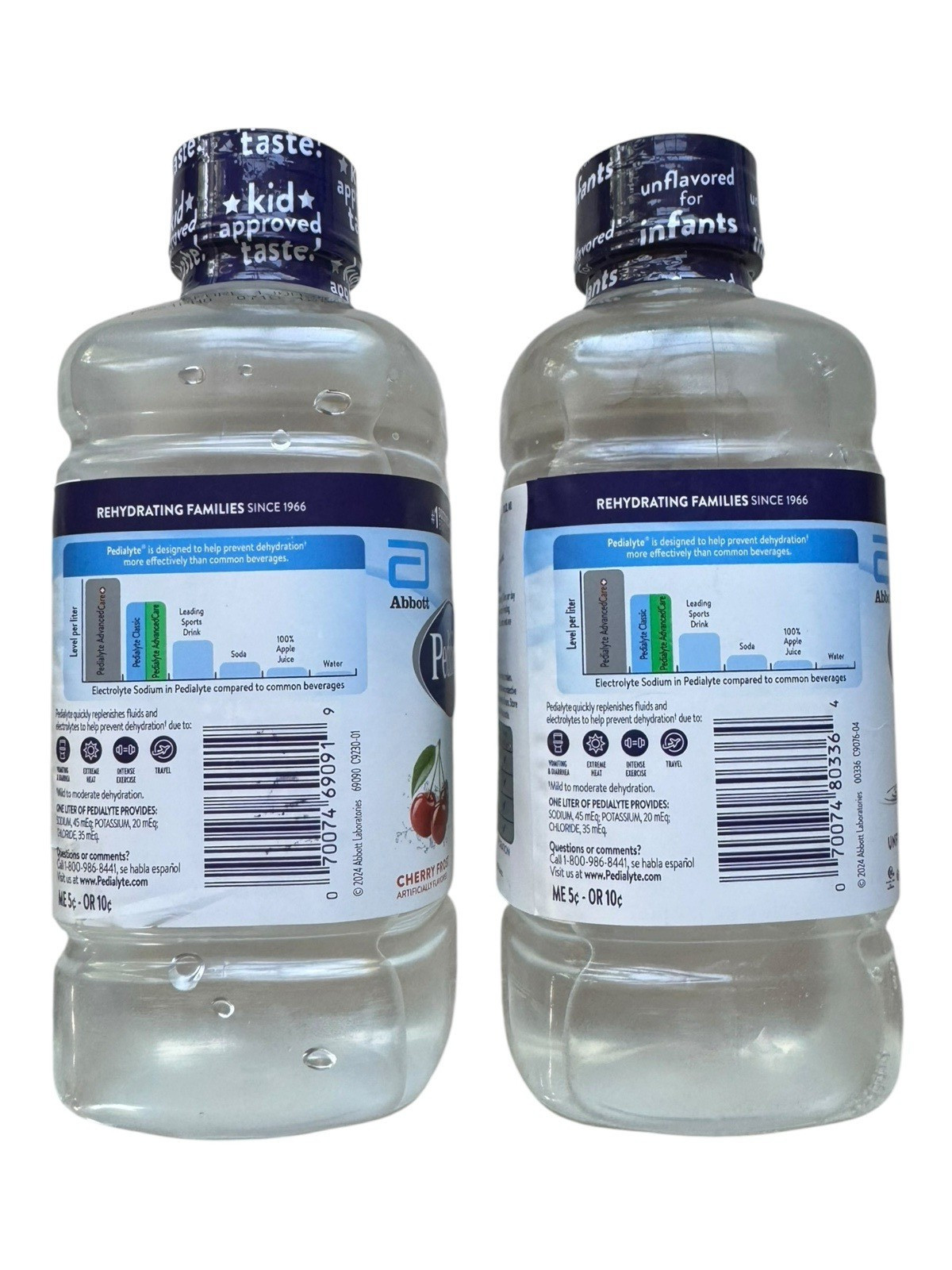 Pedialyte Cherry Frost + Unflavored Electrolyte Drink – 2 x 33.8oz – Ex: 5/27
