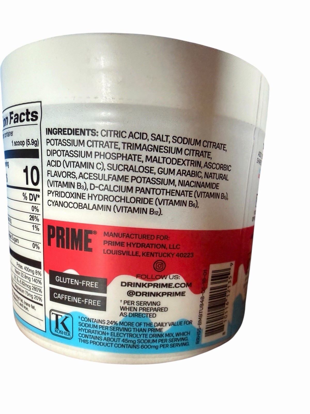 Prime Rapid Rehydration Electrolyte Powder Ice Pop 9.9oz 48 Servings Exp 2/28