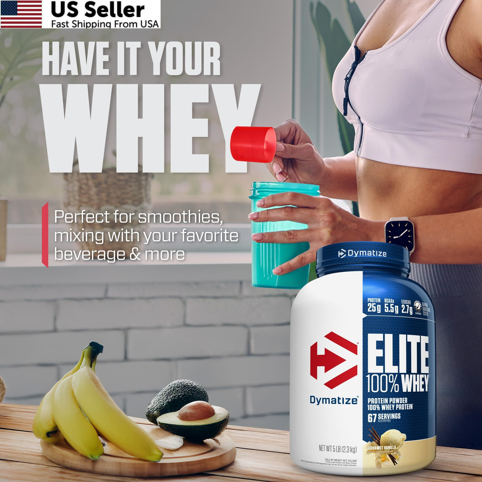 Dymatize Elite 100% Whey Protein Powder, 5 Pound (Pack of 1), Gourmet Vanilla