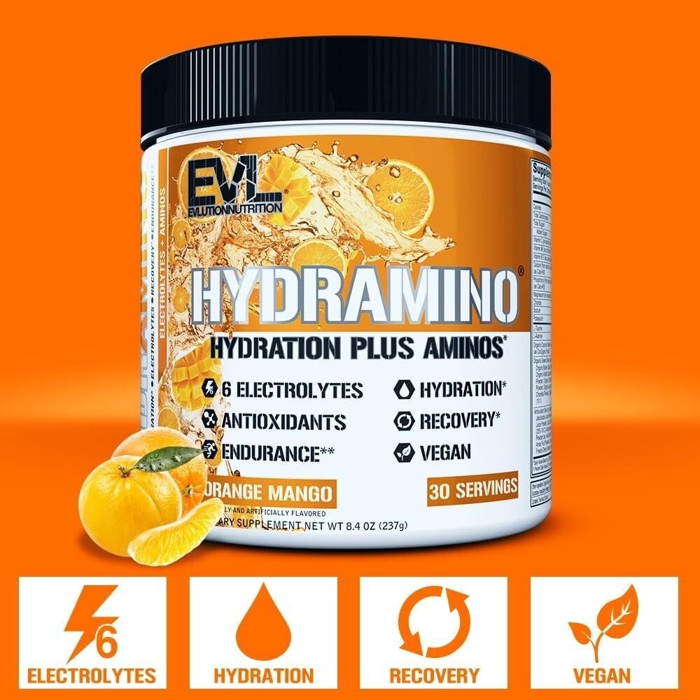 EVL HYDRAMINO Hyudration Electrolytes, 8.4 oz – Orange Mango – New (sealed)