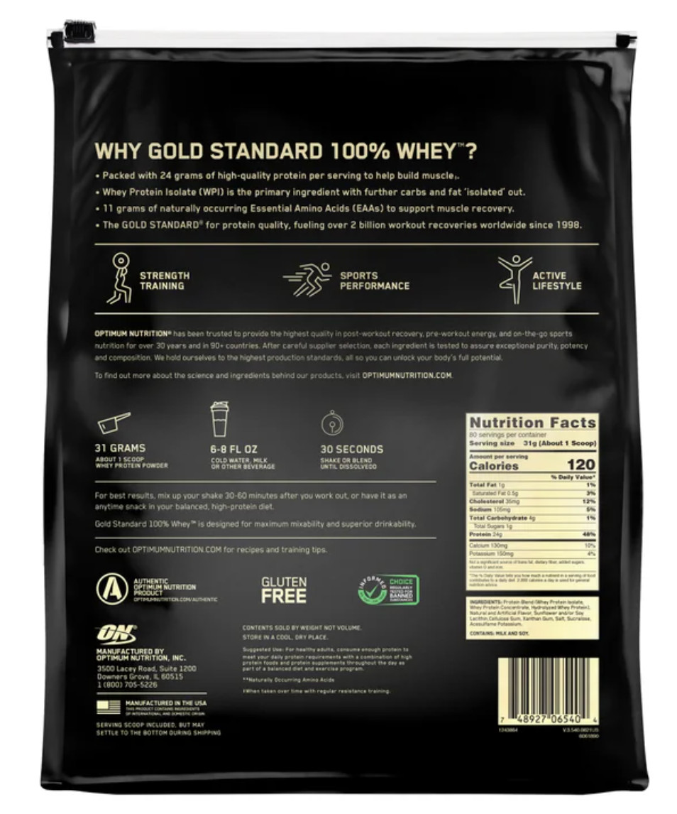 Optimum Nutrition Gold Standard 100% Whey Protein 5.47 lb Vanilla Ice Cream US
