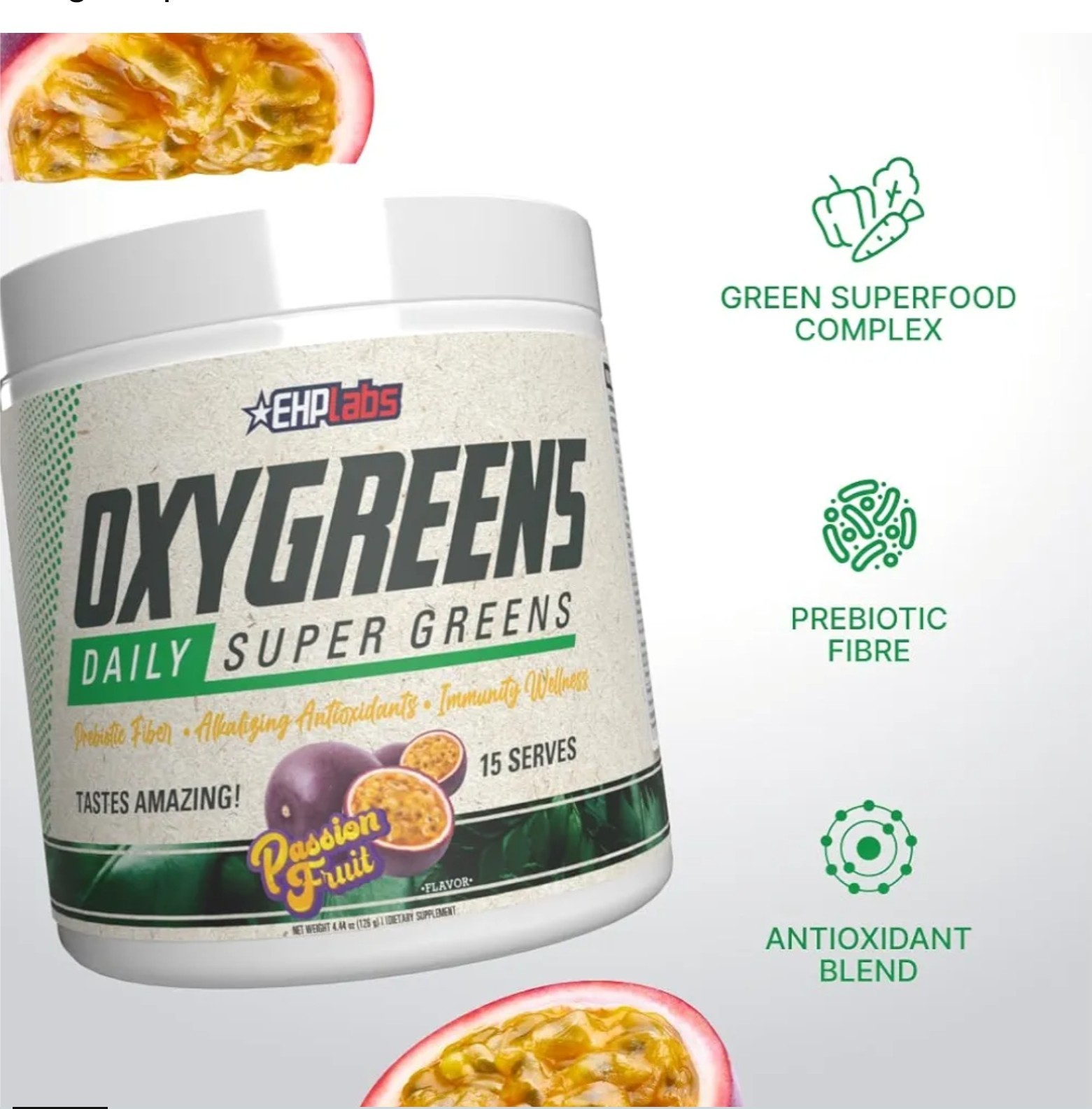 EHPlabs OXYGREENS powder 9oz ( 30 Servings ) Passion Fruit BEST BY 08/26
