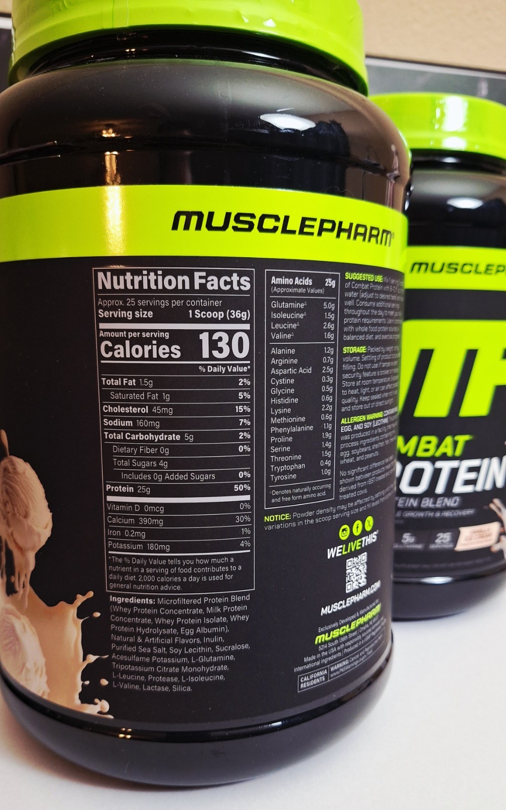 MusclePharm 5-Blend Combat Protein, Vanilla Ice Cream🍦, 25 Servings, 11/2028✨