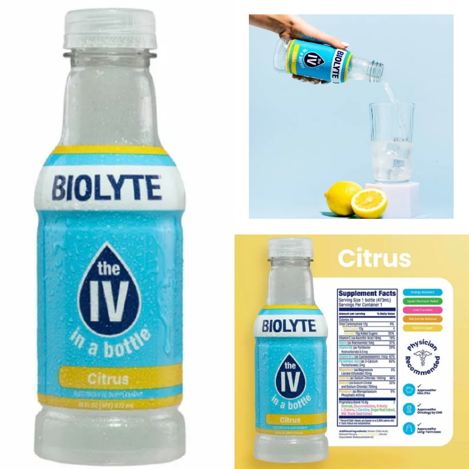 BIOLYTE Electrolyte IV in a Bottle Electrolyte Drink for Rapid Hydration 6pack
