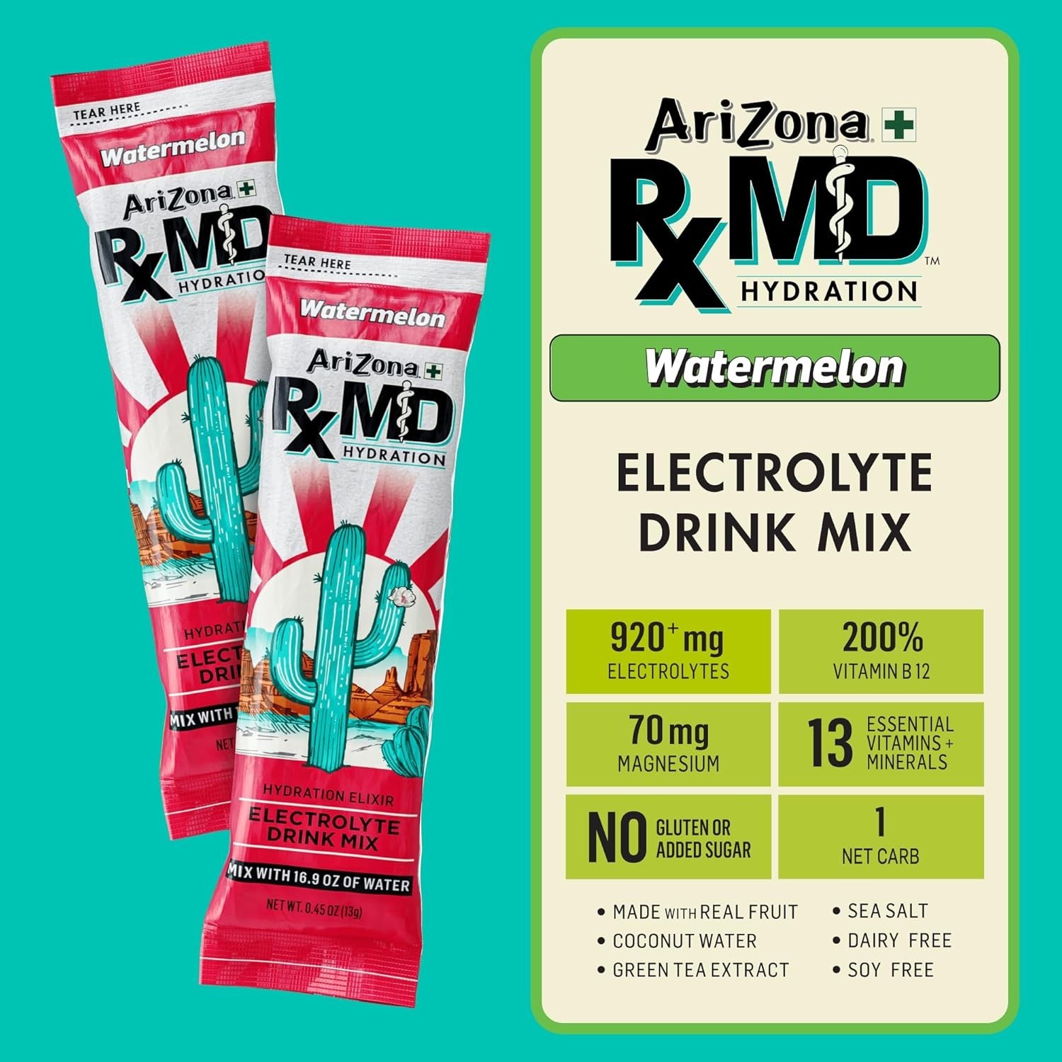 Electrolyte Replacement Powder – Watermelon Flavor, 6 Convenient 0.45 oz Sticks