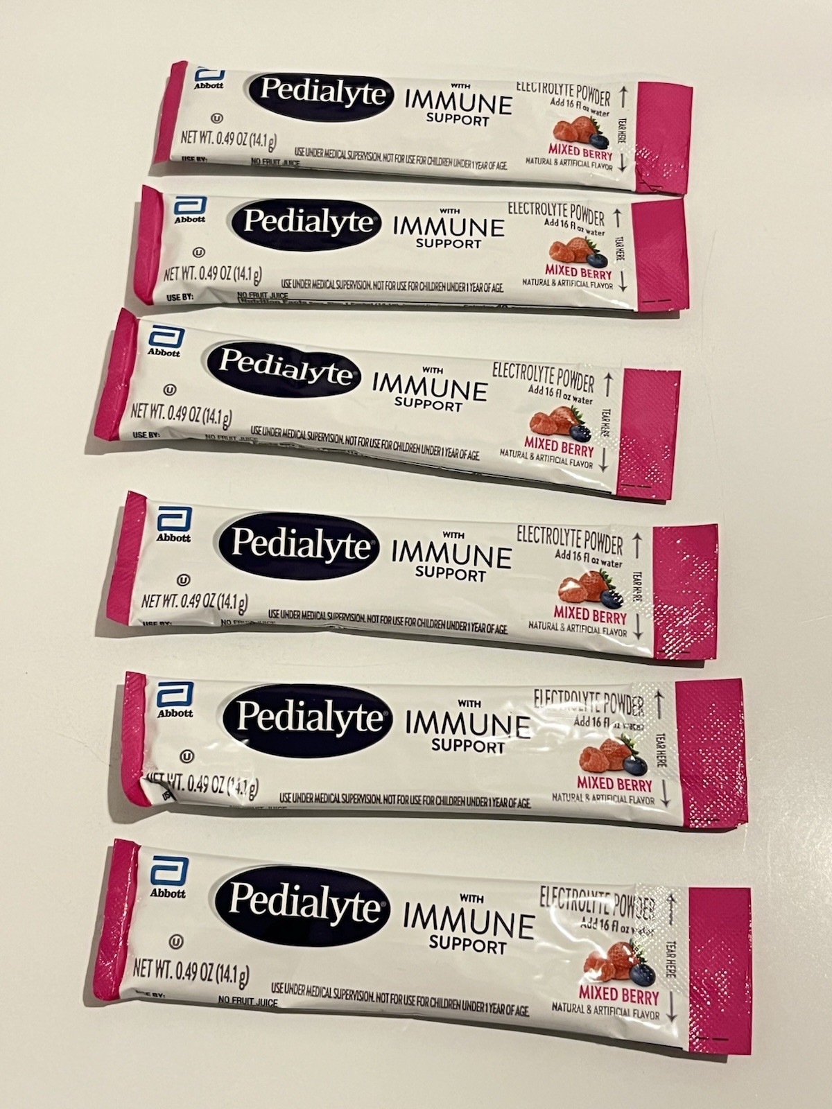 Pedialyte Immune Support Electrolyte Powder Packets, Mixed Berry, 6 Ct Exp:2027