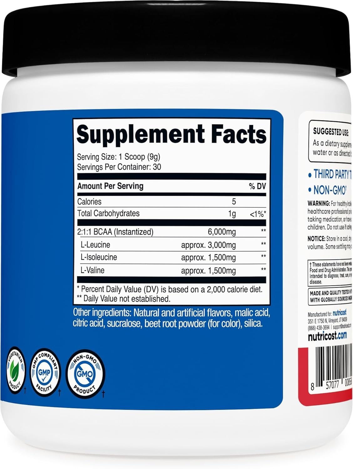 Nutricost BCAA Powder 2:1:1 (Strawberry Kiwi) 30 Servings