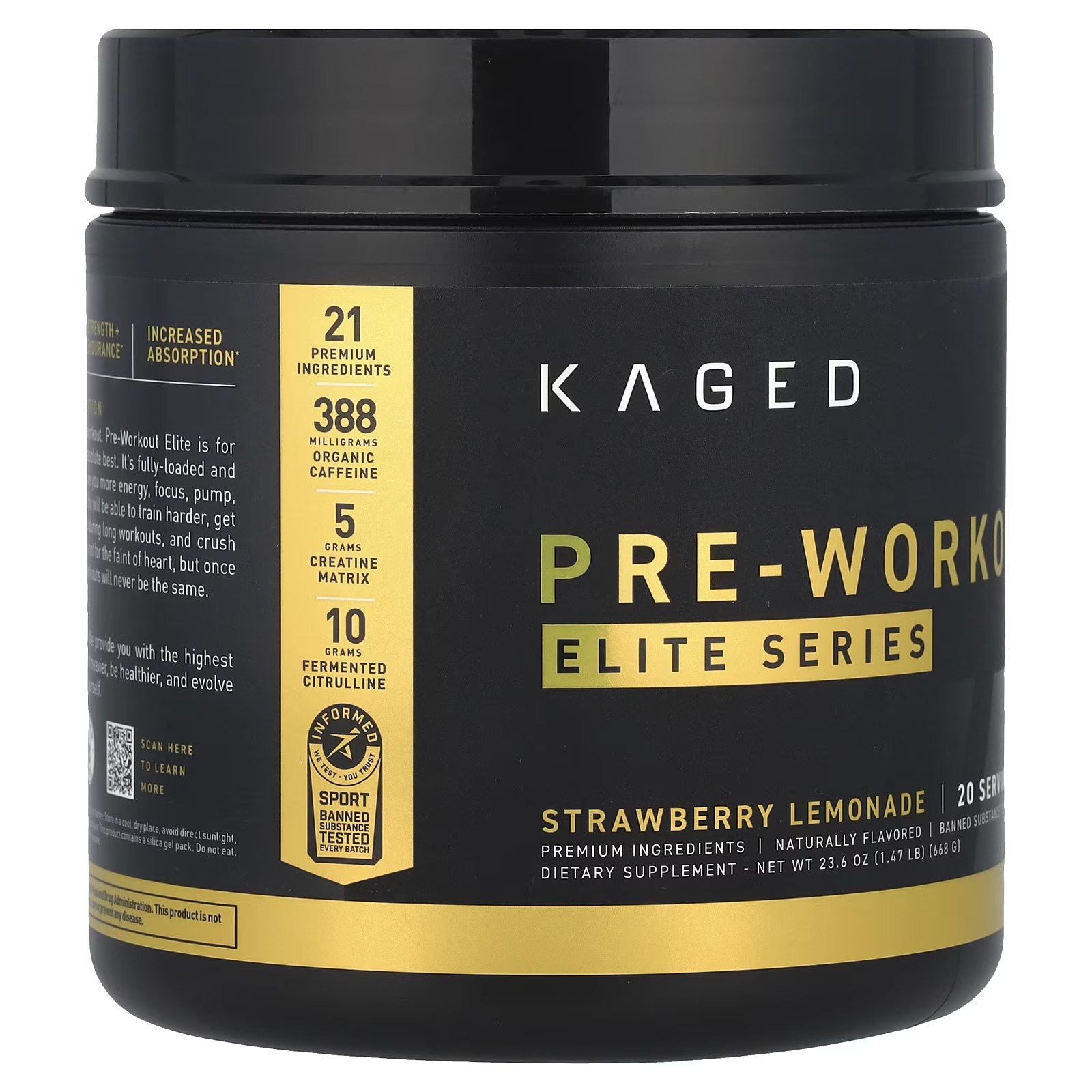 Elite Series, Pre-Workout, Strawberry Lemonade, 1.47 Lb (668 G)