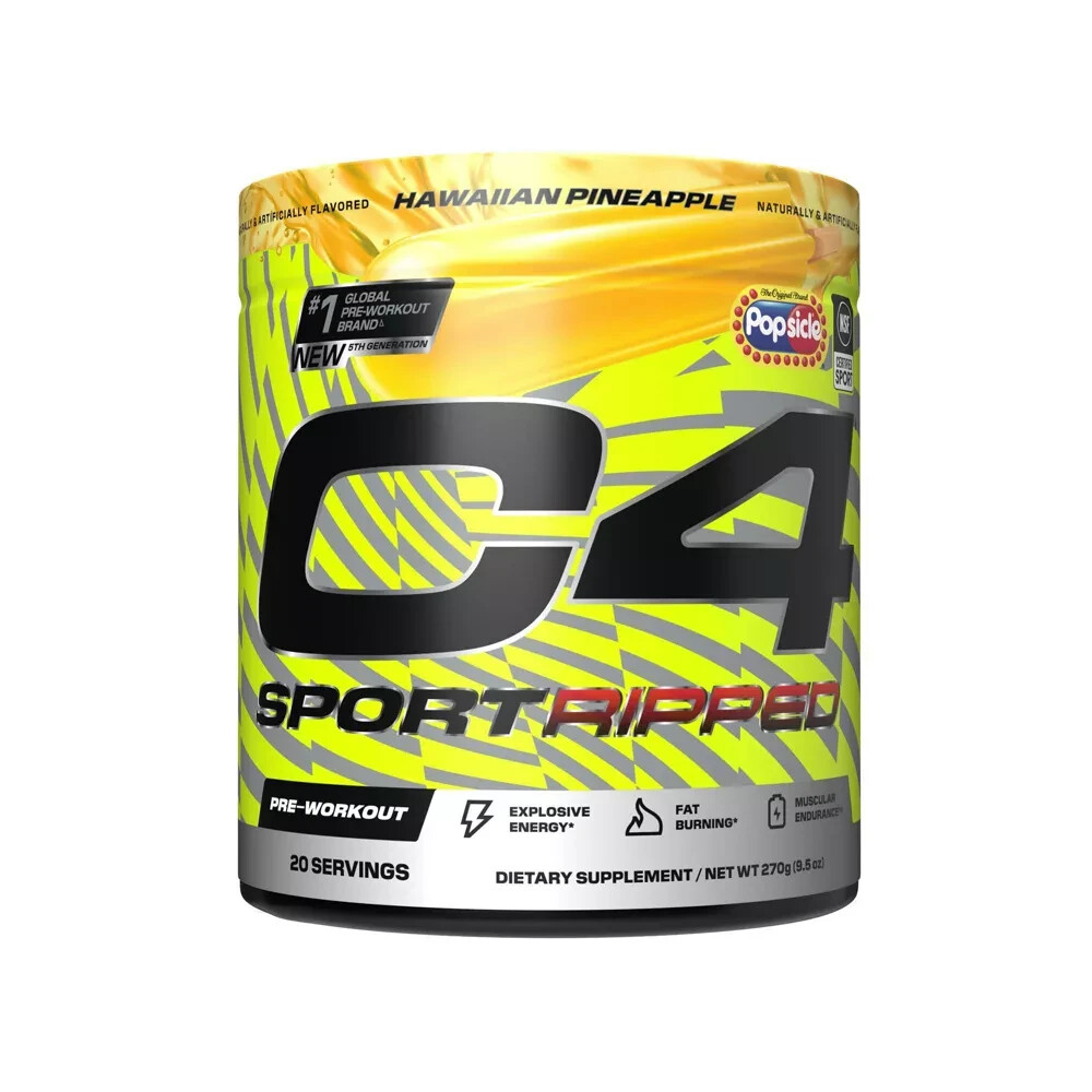 Cellucor C4 Sport Ripped Pre-Workout – Popsicle Hawaiian Pineapple – 9.5oz/20 Se