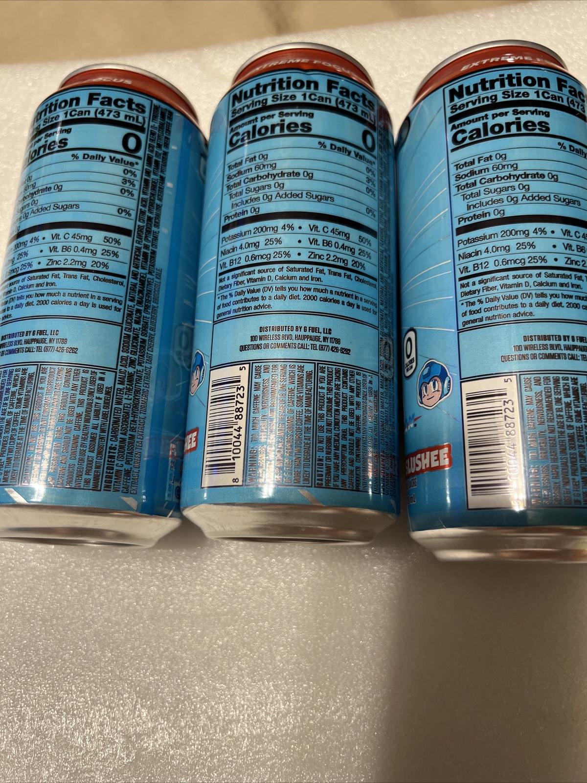 Megaman Blue Bomber Slushee G Fuel Energy Drink LIMITED EDITION Lot Of 3