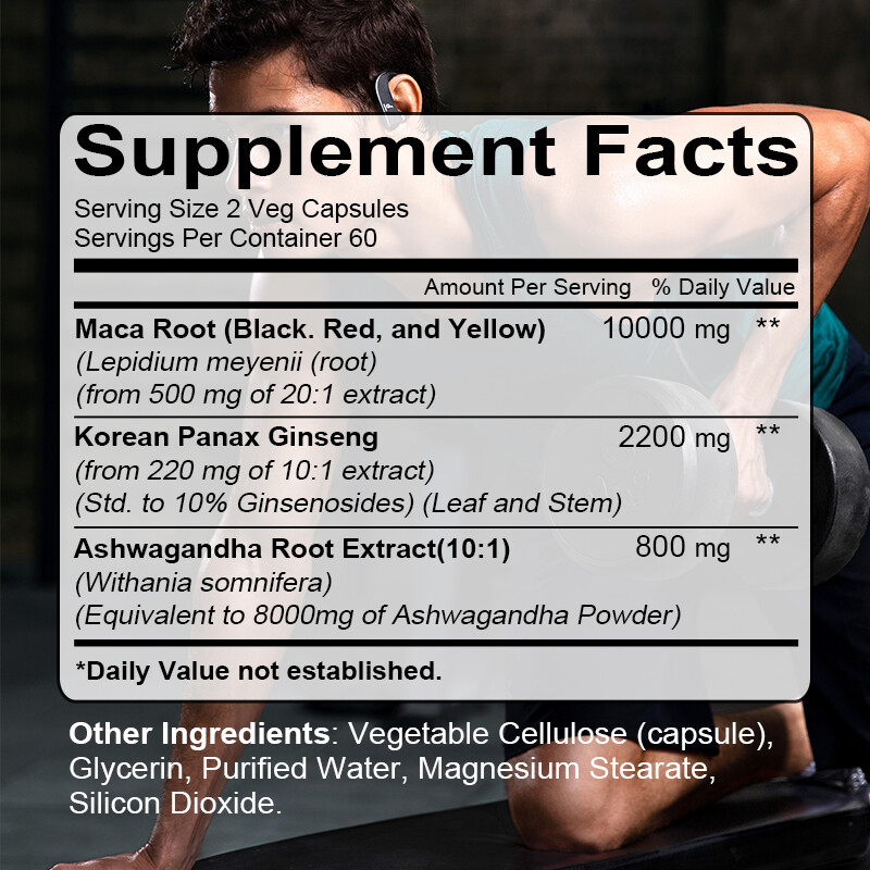 Maca Capsules – Containing Ginseng and Ashwagandha – Provide Natural Energy