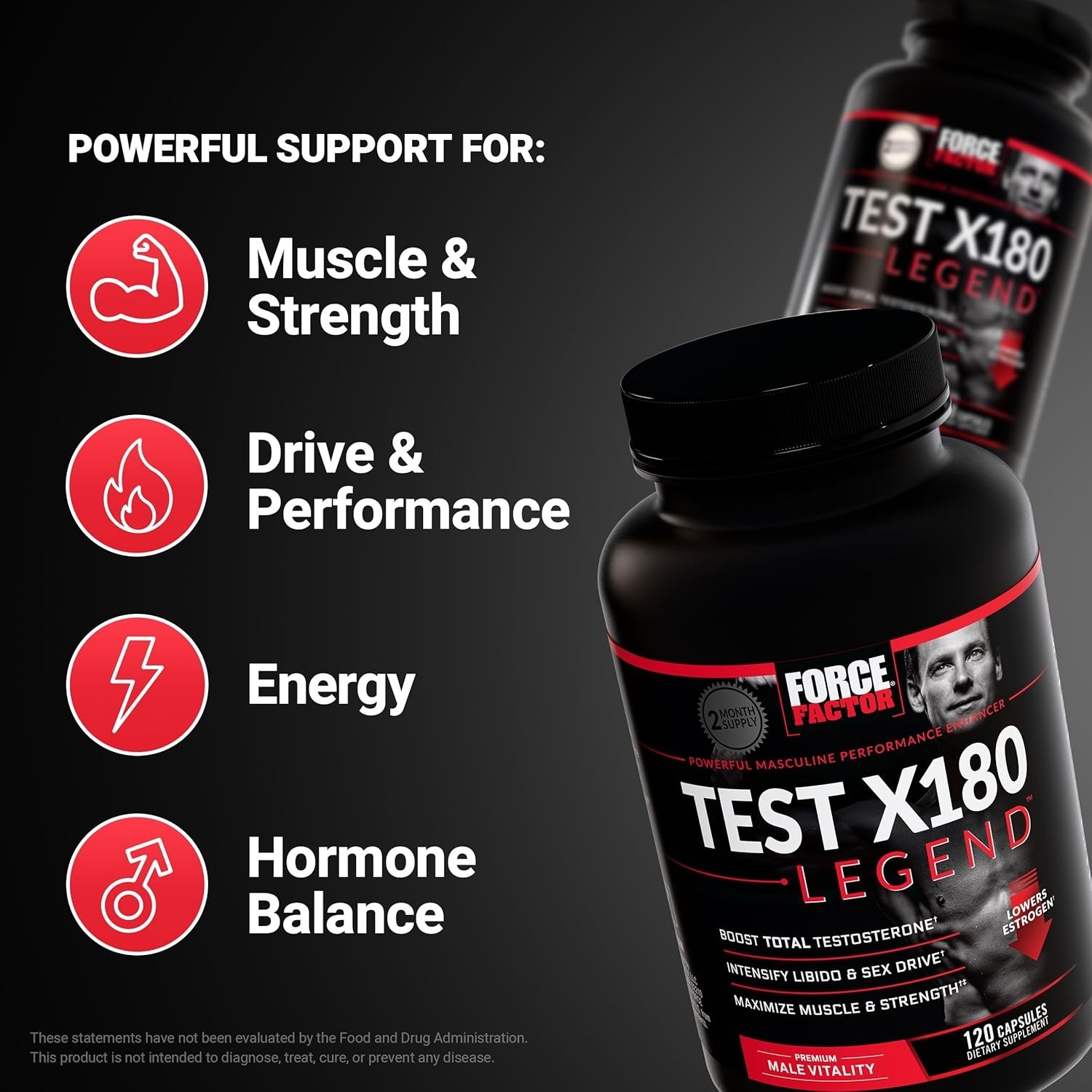 Force Factor Test X180 Legend ~ Test Booster Muscle Builder ~ 120 caps Exp 02/29