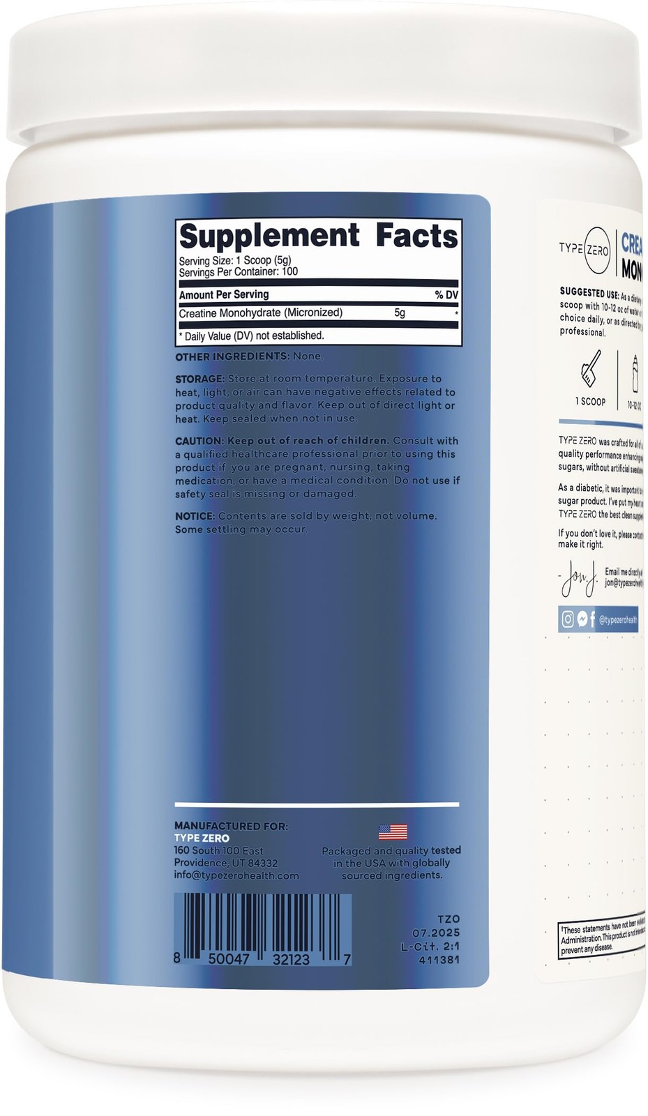 Creatine Monohydrate Powder (Unflavored | 500g), 5000 mg Per Serving, Microni…