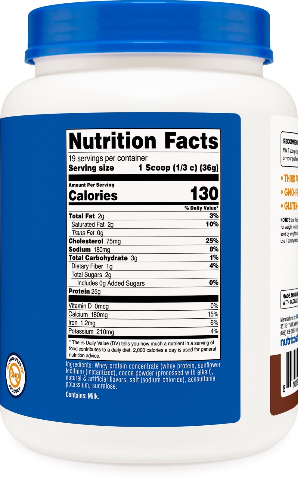 Nutricost Whey Protein Concentrate (1.5 Pounds, Chocolate) – 25 Grams of Protein