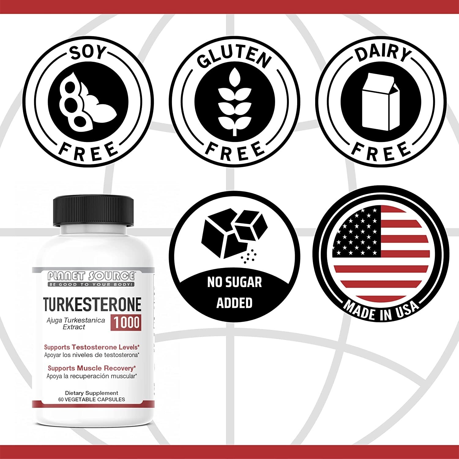 Planet Source Turkesterone 10% Extract Ajuga Turkestasnica 1000 mgs 60 capsules