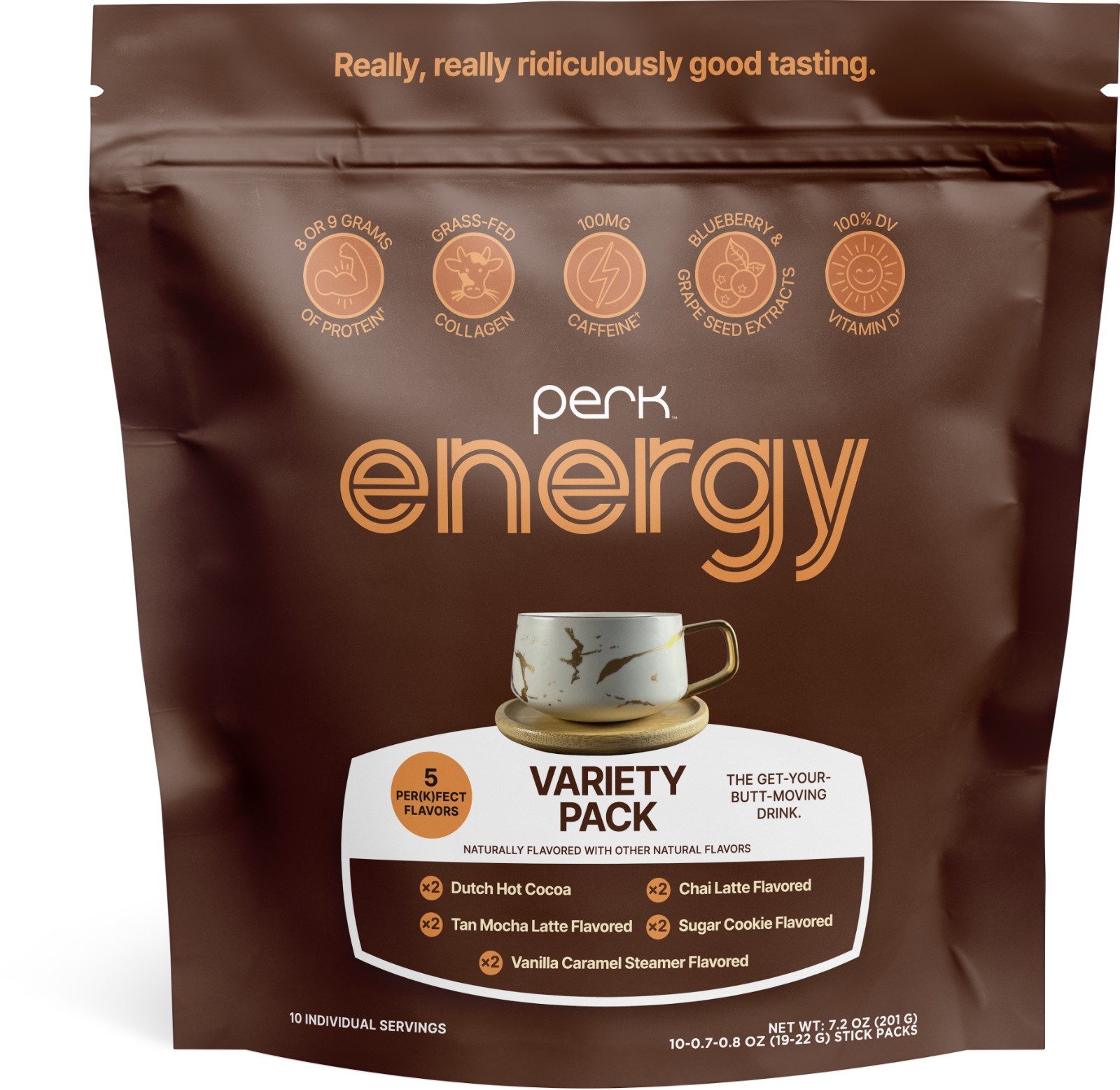 Perk Energy Drink Mix (Variety Pack) 10 Stick Packs – Healthy Coffee Alternative
