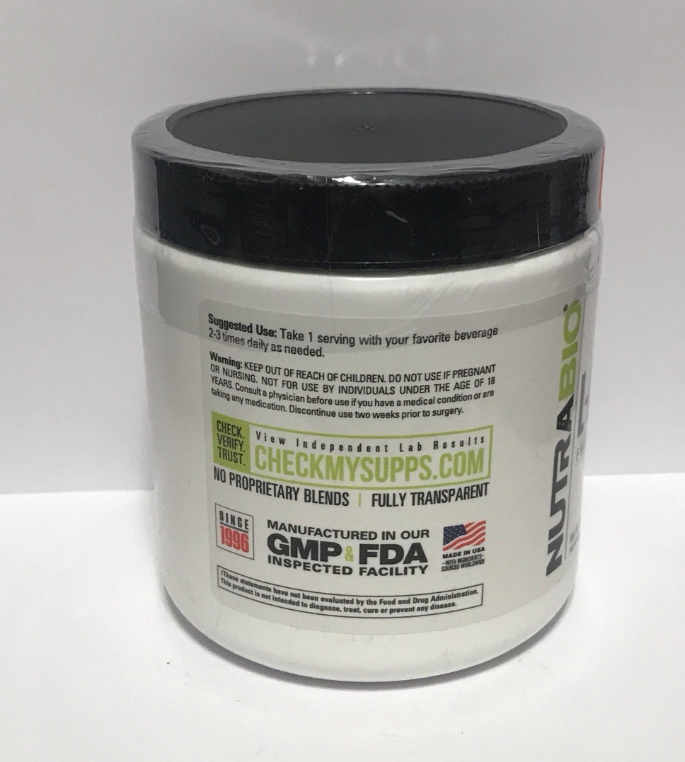 L-Arginine – Free-Form Amino Acid – 8.8 oz (NutraBio)