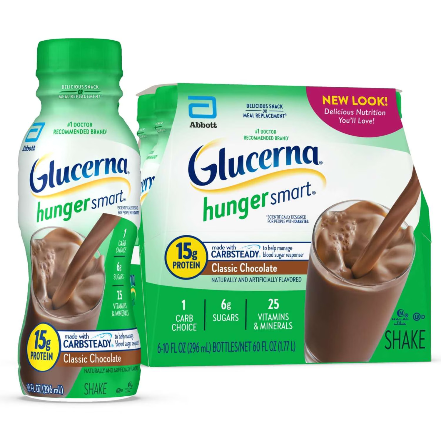 Hunger Smart Diabetic Protein Shake Classic Chocolate 10fl-oz Bottle…….
