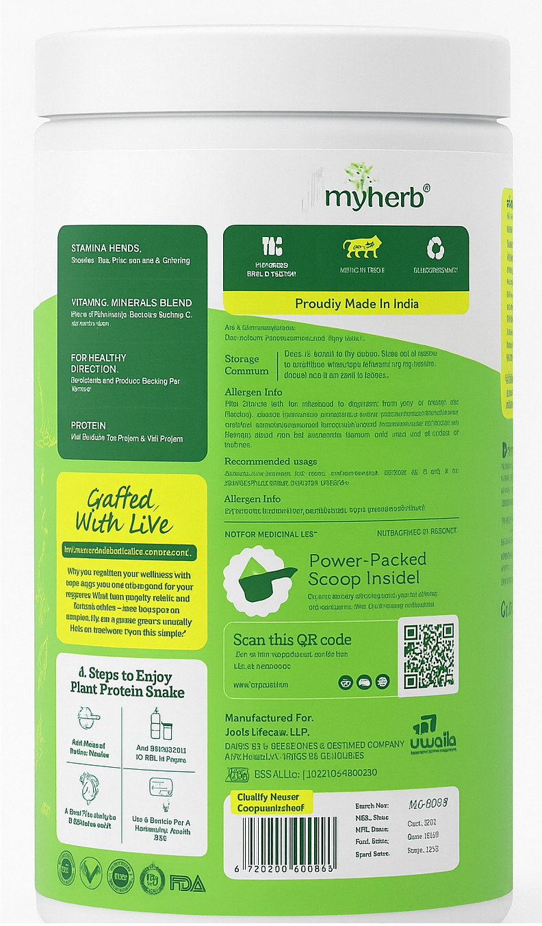 MYHERB Daily Active Protein | Whey + Pea Blend | Chocolate flvr 450G Pack Of 1