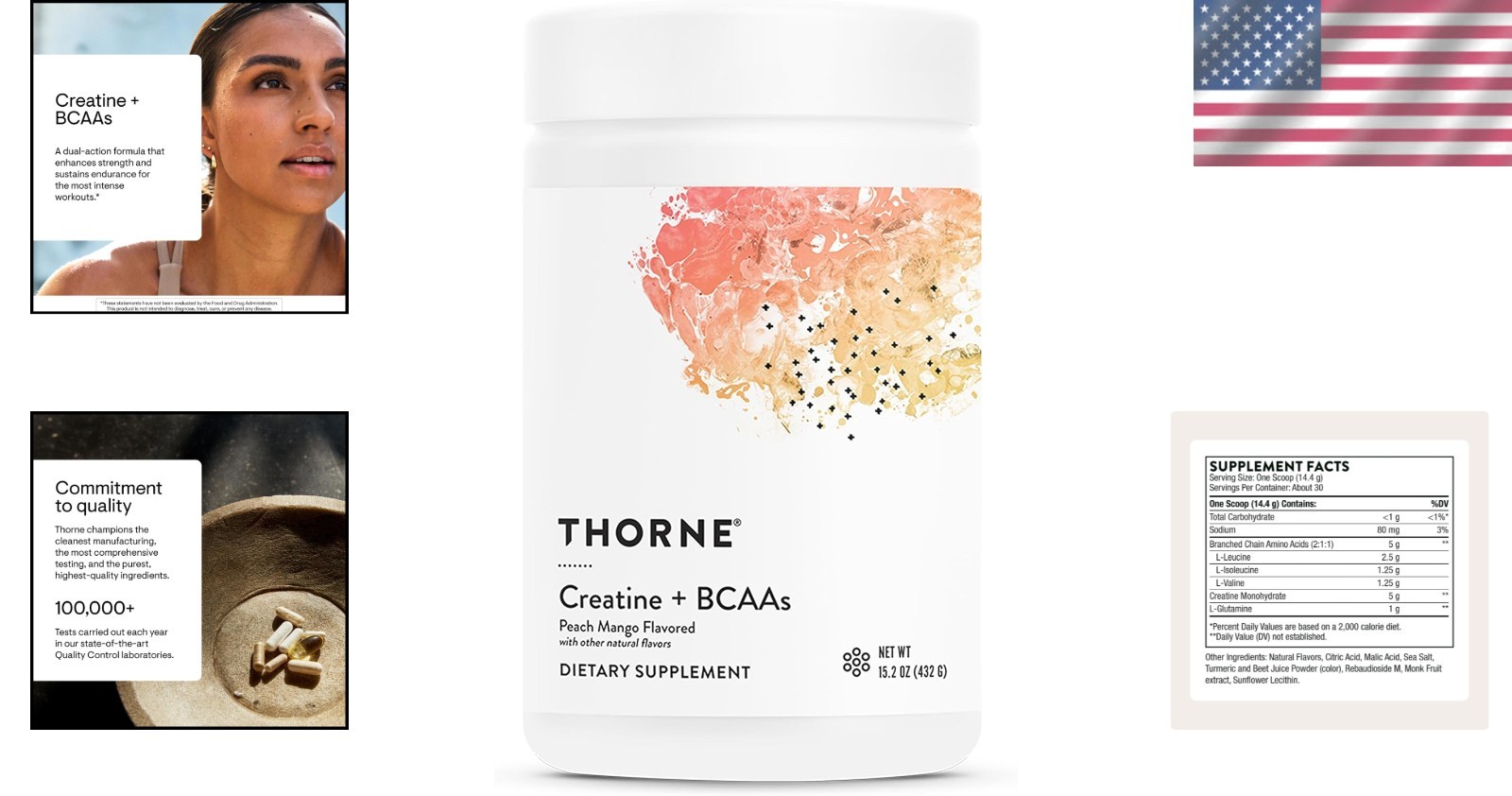 NSF Certified Creatine + BCAAs Powder – 15.2 oz for Enhanced Muscle Performance