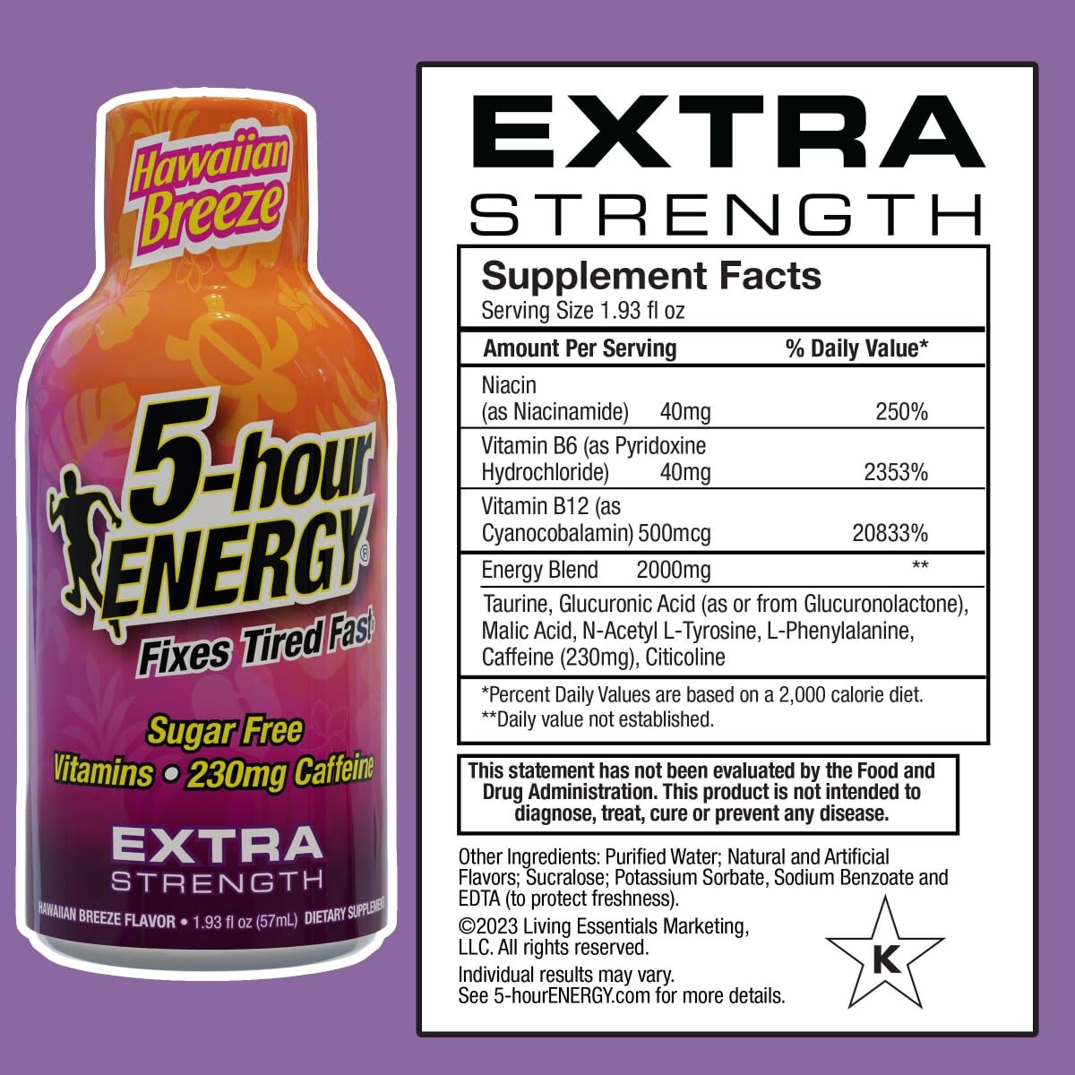 5-hour ENERGY Extra Strength Hawaiian 20 Bottles – Single Flavor