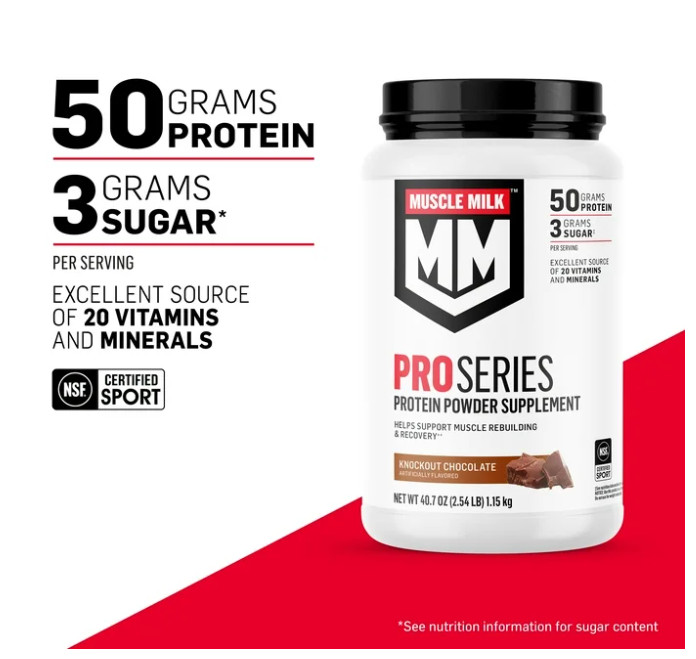 Muscle Milk Pro Series Knockout Chocolate Protein Powder 2LB 50g