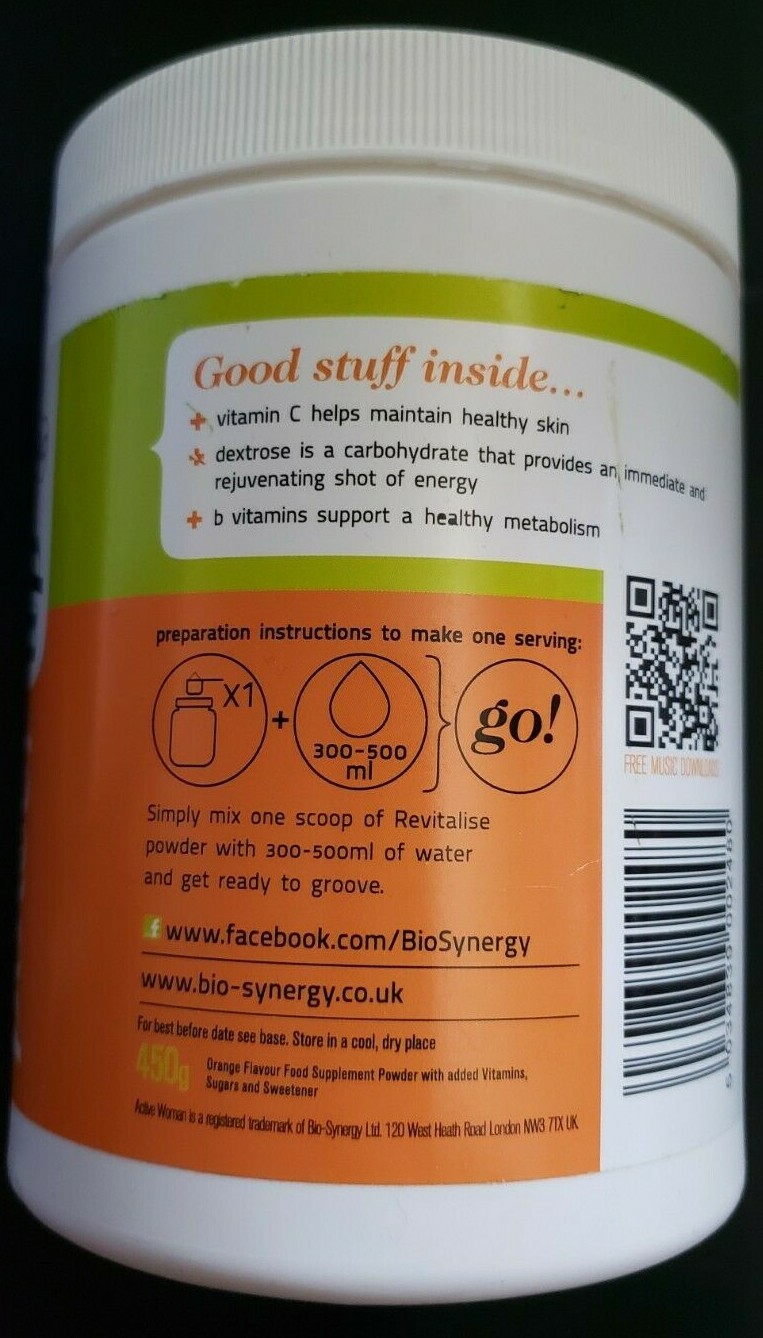 ACTIVE WOMAN Revitalise – 15 Servings – Electrifying Orange – 450g – Ex 9/2025