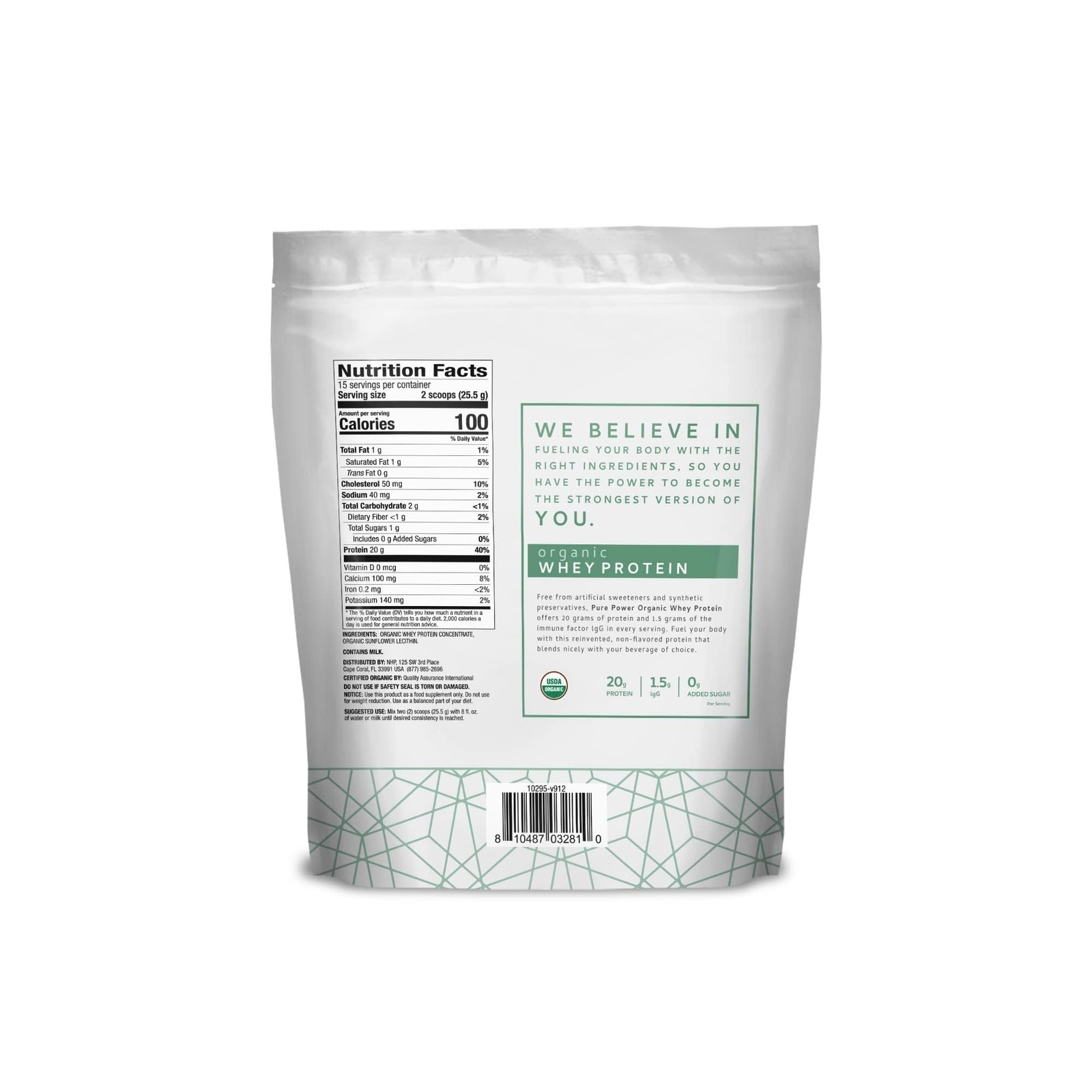 Dr. Mercola Pure Power Organic Whey Protein – 20 G Protein – Supports Muscle
